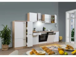 Respekta Küchenzeile ohne E-Geräte 310 cm Weiß-Eiche Sägerau