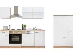 Respekta Küchenzeile ohne E-Geräte 310 cm Weiß-Eiche Sägerau