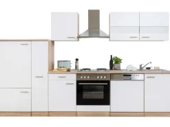Respekta Küchenzeile ohne E-Geräte 310 cm Weiß-Eiche Sägerau