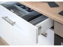 Respekta Küchenzeile ohne E-Geräte 310 cm Weiß-Eiche Sägerau