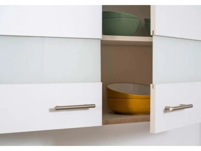Respekta Küchenzeile ohne E-Geräte 300 cm Weiß-Eiche Sägerau
