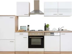 Respekta Küchenzeile ohne E-Geräte LBKB280ESW 280 cm Weiß-Eiche Sonoma Sägerau
