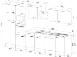 Respekta Küchenzeile ohne E-Geräte 340 cm Weiß Seidengl.-Eiche York