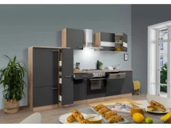 Respekta Küchenzeile ohne E-Geräte 310 cm Grau-Eiche Sägerau