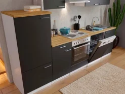 Respekta Küchenzeile ohne E-Geräte 280 cm Schwarz-Weiß