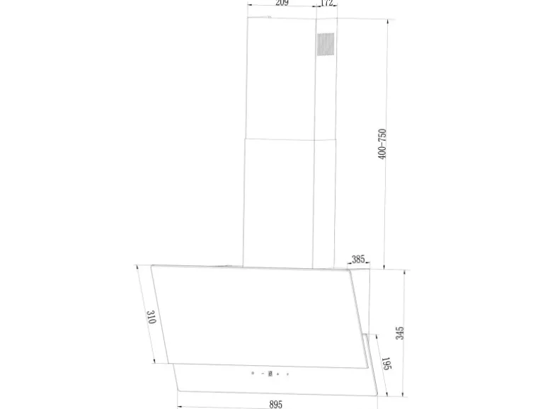 Respekta kopffreie Schräghaube CH-66038-90SAM EEK: A 90 cm Schwarz