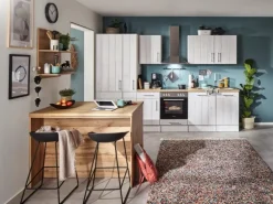 Respekta Landhaus Küchenzeile Anton 310 cm mit Kücheninsel Lärche Weiß