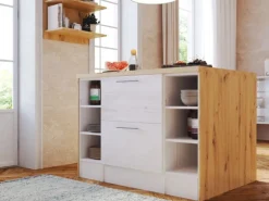 Respekta Landhaus Winkelküche Anton 310 x 172 cm mit Kücheninsel Lärche Weiß
