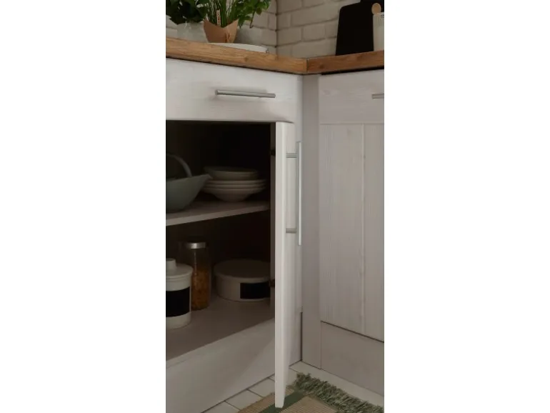 Respekta L-Küchenzeile Anton LBBERPL250LHWC ohne E-Geräte 250 cm Lärche Weiß
