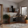 Respekta L-Küchenzeile Hilde LBBEKBL220EGC ohne E-Geräte 220 cm Grau