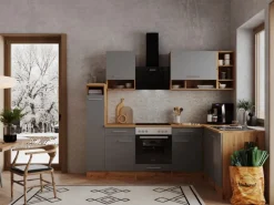 Respekta L-Küchenzeile Hilde LBBEKBL250EGC ohne E-Geräte 250 cm Grau