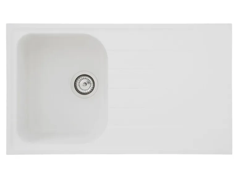 Respekta Massivgranit-Einbauspüle Orlando 86 cm x 50 cm Weiß