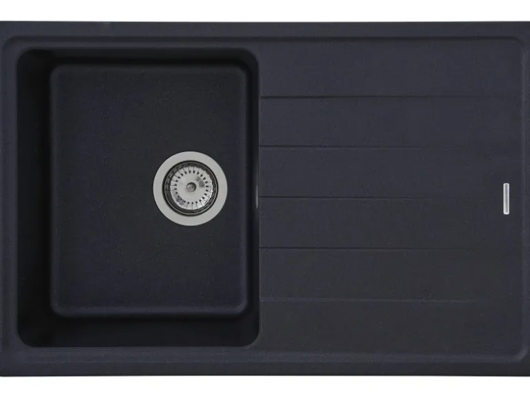 Respekta Massivgranit-Einbauspüle Columbia 78 cm x 50 cm Schwarz