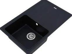 Respekta Massivgranit-Einbauspüle Columbia 78 cm x 50 cm Schwarz