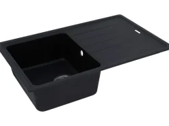 Respekta Massivgranit-Einbauspüle Columbia 78 cm x 50 cm Schwarz