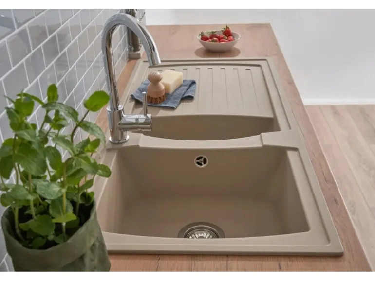 Respekta Mineralite Einbauspüle Boston 100 x 50 cm Sandbeige