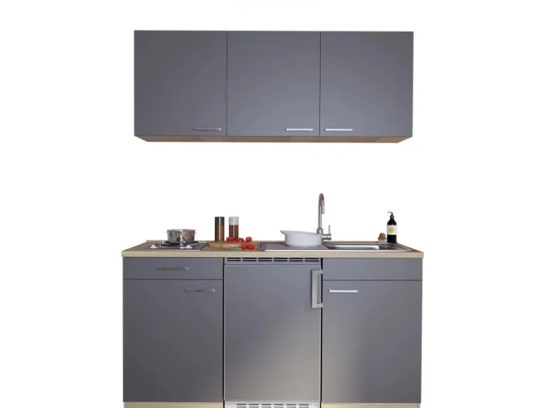Respekta Miniküche KB150ESG 150 cm Grau