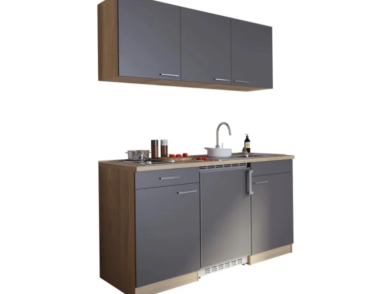 Respekta Miniküche KB150ESG 150 cm Grau
