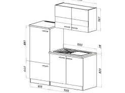 Respekta Miniküche KB160ESS 160 cm Schwarz-Eiche Sonoma Sägerau Nachbildung