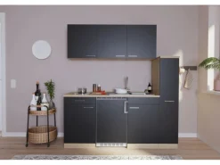 Respekta Miniküche KB180ESSC 180 cm Schwarz