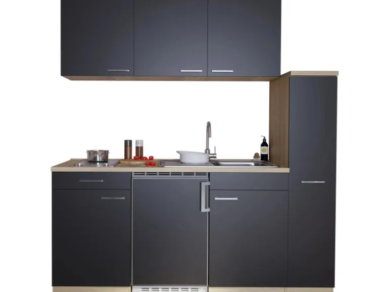 Respekta Miniküche KB180ESSC 180 cm Schwarz