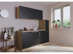 Respekta Miniküche KB180ESSC 180 cm Schwarz
