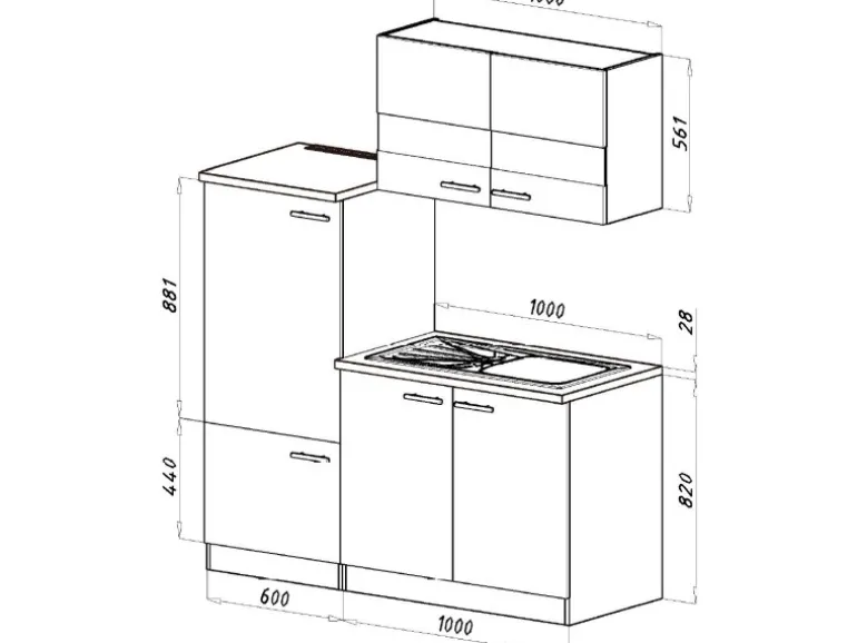 Respekta Miniküche KB160ESSMI 160 cm Schwarz-Eiche Sonoma Nachbildung Mikrowelle