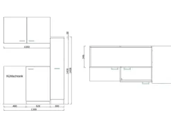 Respekta Miniküche MK130ESGOSC 130 cm Grau-Eiche Sägerau Nachbildung