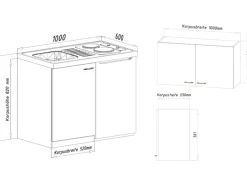 Respekta Miniküche MK100ESWOS 100 cm Weiß-Eiche Sägerau Nachbildung