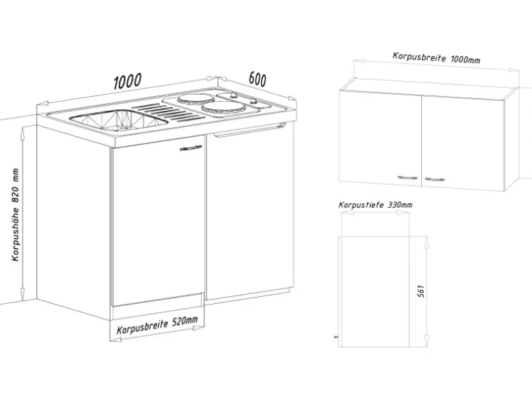 Respekta Miniküche MK130WOSCSV 130 cm Weiß