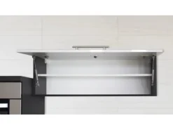 Respekta Premium Inselküche 310 cm Schwarz Hochglanz-Weiß