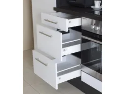 Respekta Premium Inselküche 310 cm Schwarz Hochglanz-Weiß