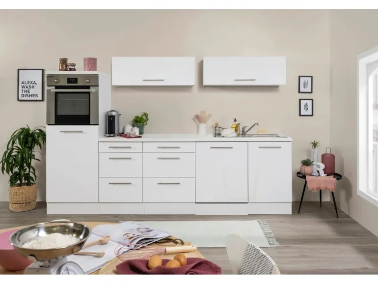Respekta Premium Inselküche 280 cm Weiß Hochglanz