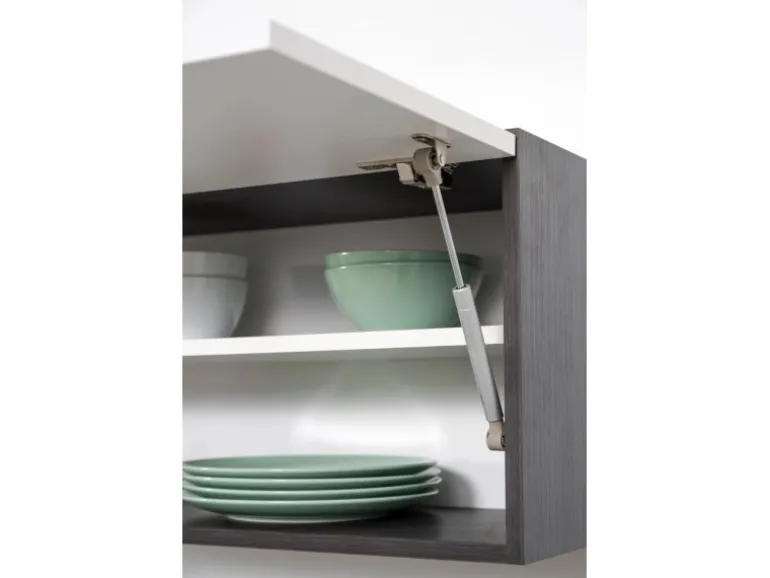 Respekta Premium Küchenzeile 210 cm Weiß Hochglanz-Eiche Grau mit 60 l Ofen