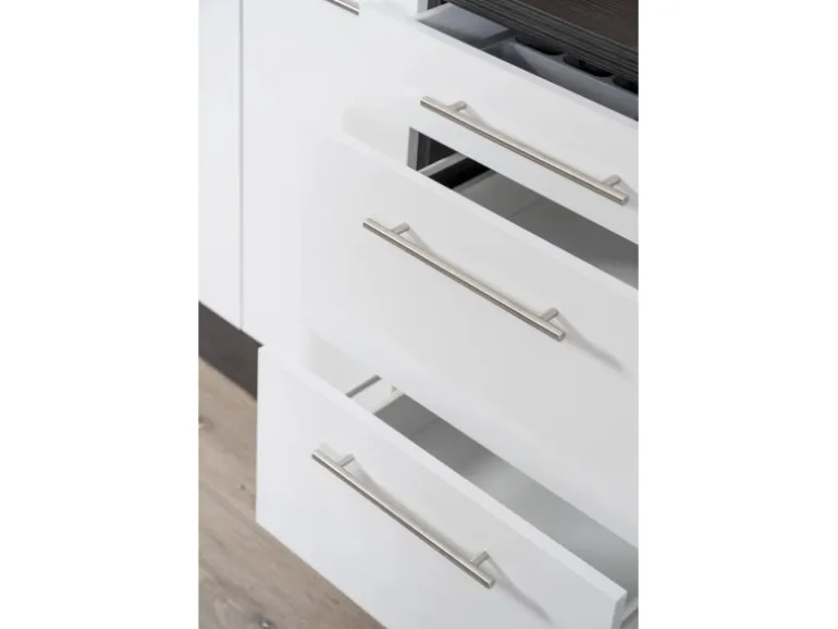 Respekta Premium Küchenzeile 210 cm Weiß Hochglanz-Eiche Grau mit 60 l Ofen