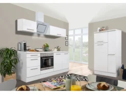 Respekta Premium Küchenzeile 300 cm Weiß Hochglanz