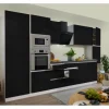 Respekta Premium Küchenzeile Grifflos 385 cm Schwarz Hochglanz-Weiß