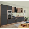 Respekta Premium Küchenzeile GLRP345HESGGKEOES Grifflos 345 cm Grau Eiche NB