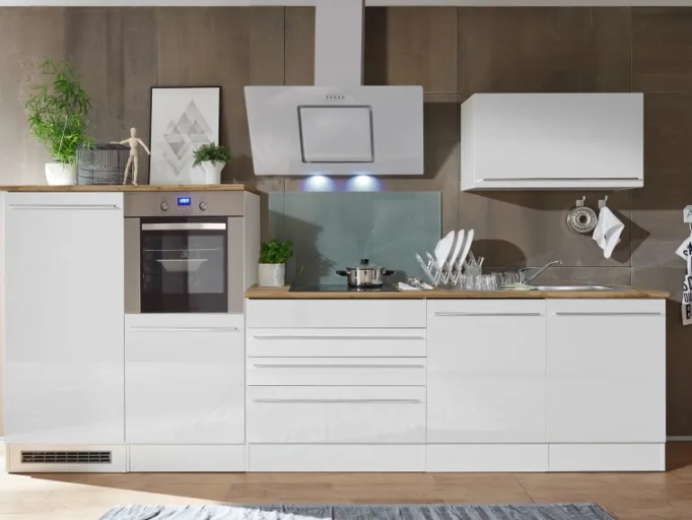 Respekta Premium Küchenzeile BERP320HWWC 320 cm Weiß Hochglanz
