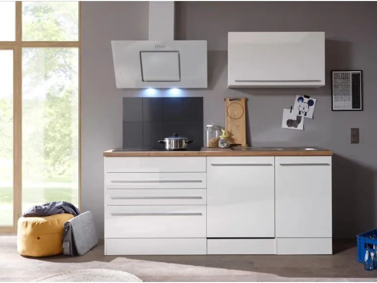 Respekta Premium Küchenzeile BERP320HWWC 320 cm Weiß Hochglanz