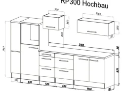 Respekta Premium Küchenzeile Amanda 300 cm Beton-Optik-Weiß