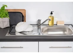 Respekta Premium Küchenzeile 300 cm Schwarz Hochglanz-Weiß