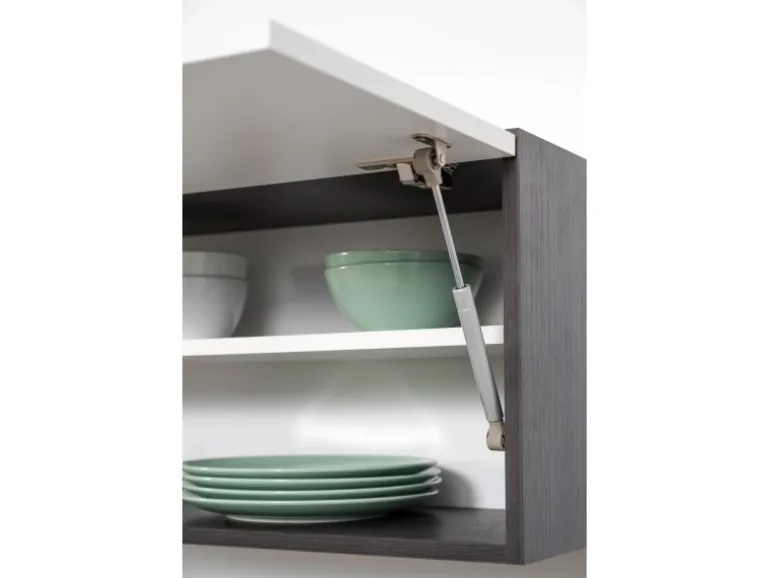 Respekta Premium Küchenzeile 300 cm Hochbau Grau Hochglanz-Eiche Grau
