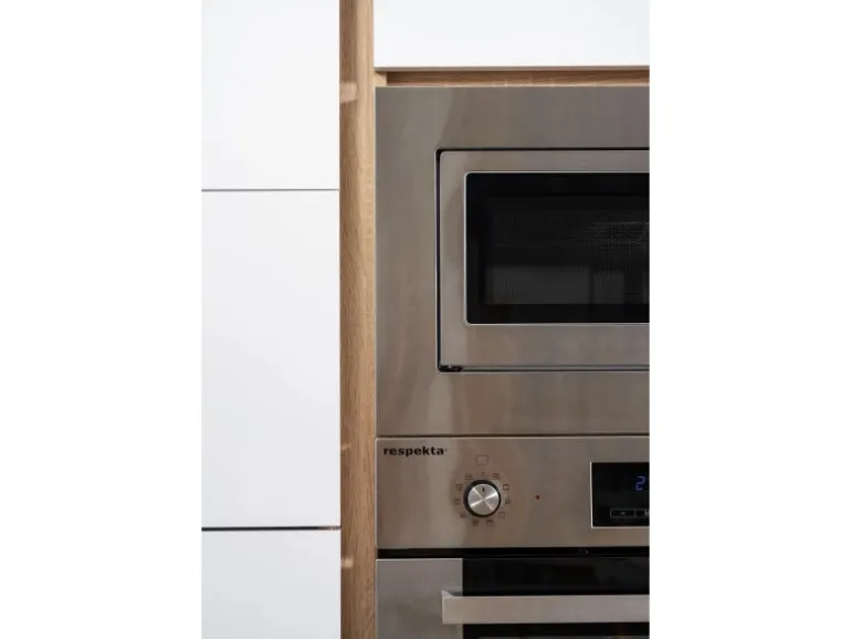 Respekta Premium Küchenzeile Grifflos 345 cm Grau Hochglanz-Eiche Sägerau