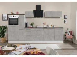 Respekta Premium Küchenzeile Amanda 310 cm Beton-Optik-Weiß