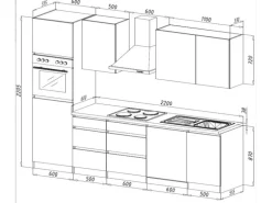 Respekta Premium Küchenzeile 280 cm Grifflos Schwarz Hochglanz-Weiß