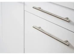 Respekta Premium Küchenzeile 280 cm Hochbau Weiß Hochglanz-Eiche Grau