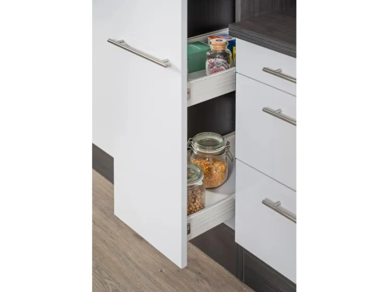 Respekta Premium Winkelküche RP290WGC 290 x 200 cm Grau Hochglanz-Weiß