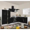 Respekta Premium Winkelküche RP290WSC 290 x 200 cm Schwarz Hochglanz-Weiß