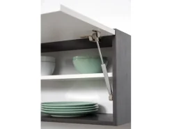 Respekta Premium Winkelküche 260 x 200 cm Schwarz Hochglanz-Eiche Grau